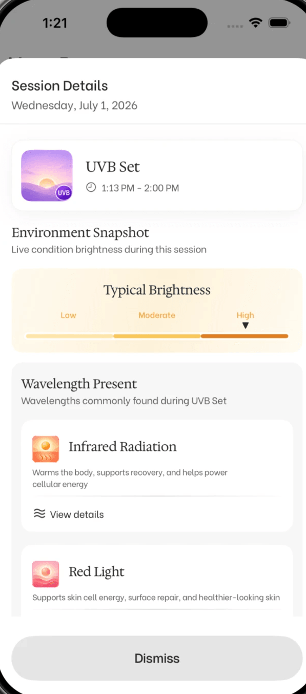 VitalSun — how each session improved your health