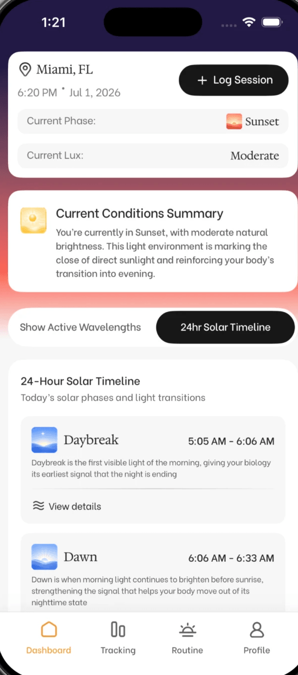 VitalSun — never miss an important phase of the day